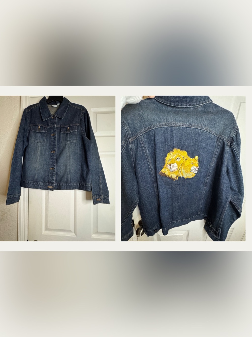 Sonoma Blue Denim Jacket with Yellow Lion Embroidery